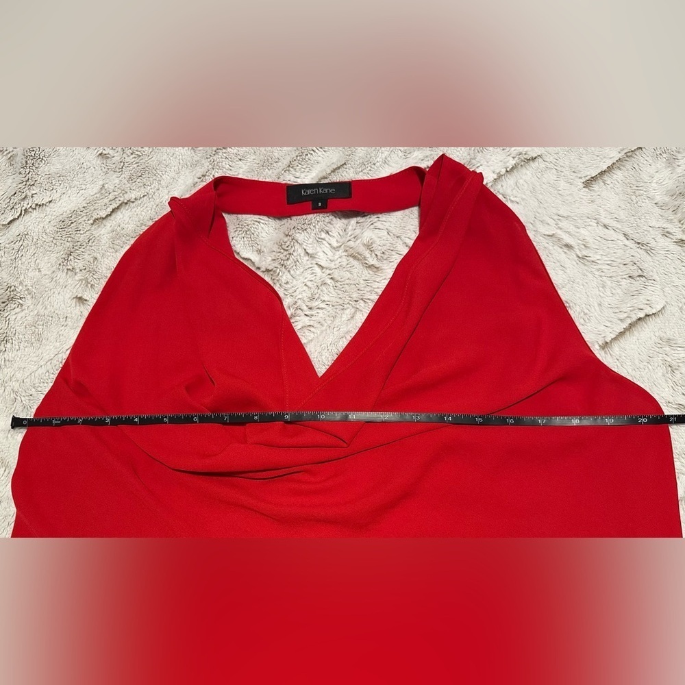 Karen Kane Vibrant Red Women's Draped Cowl Neck Top Blouse - Picture 3 of 8